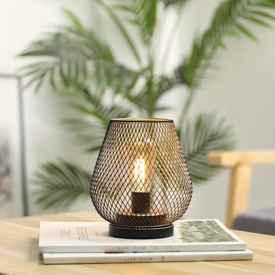 Draadloze LED Lantaarn Mat Zwart Vintage Stijl Batterij Aangedreven Sfeerverlichting Binnen en Buiten Dimbaar | Sansoti