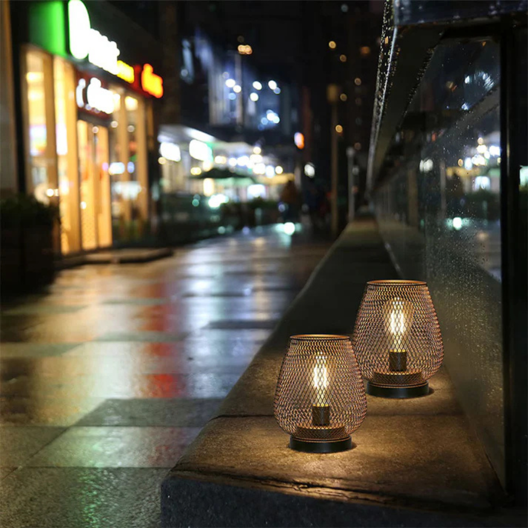 Draadloze LED Lantaarn Mat Zwart Vintage Stijl Batterij Aangedreven Sfeerverlichting Binnen en Buiten Dimbaar | Sansoti