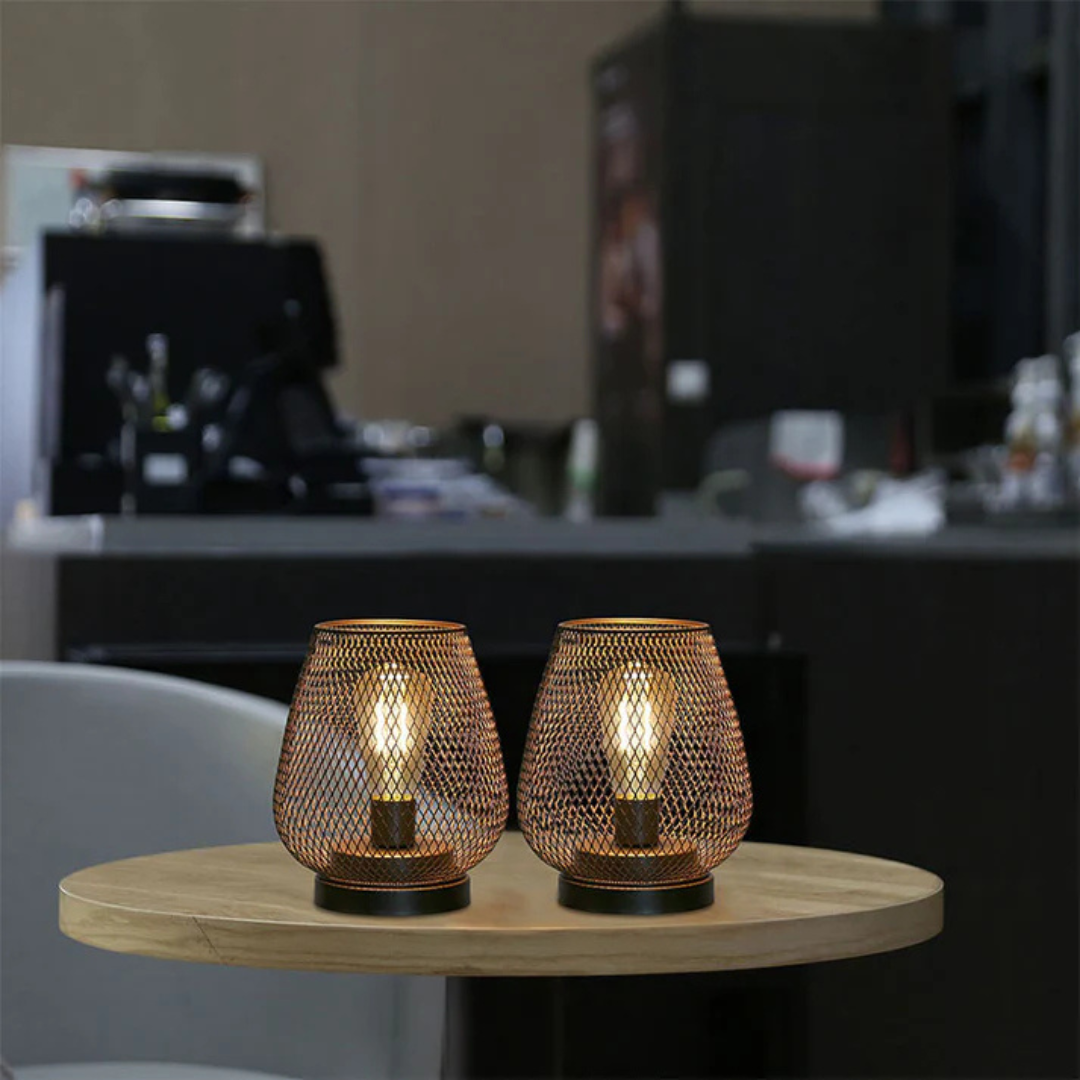 Draadloze LED Lantaarn Mat Zwart Vintage Stijl Batterij Aangedreven Sfeerverlichting Binnen en Buiten Dimbaar | Sansoti