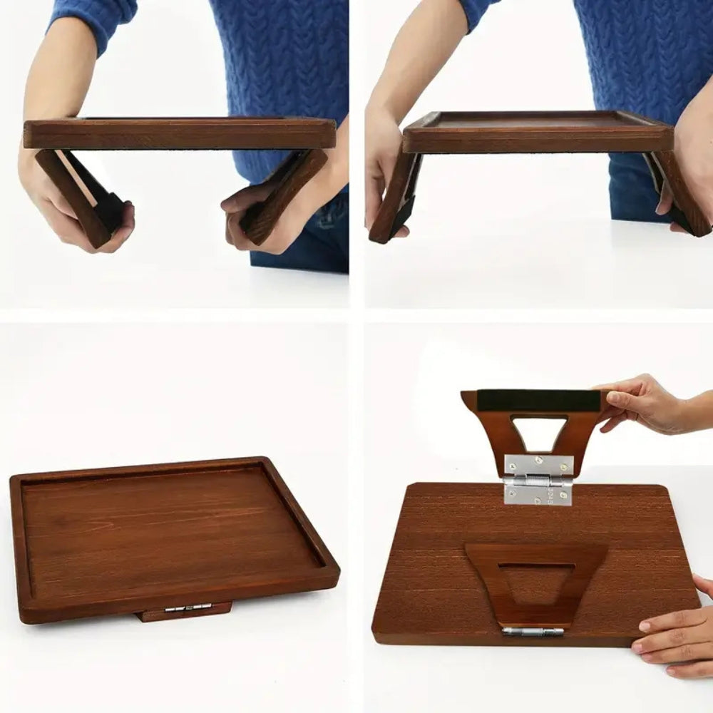 Bamboe Armsteun Tafelblad Clip-on Verstelbaar Laptophouder Snack Drankplateau Scandinavisch Bijzettafel Alternatief | Sansoti