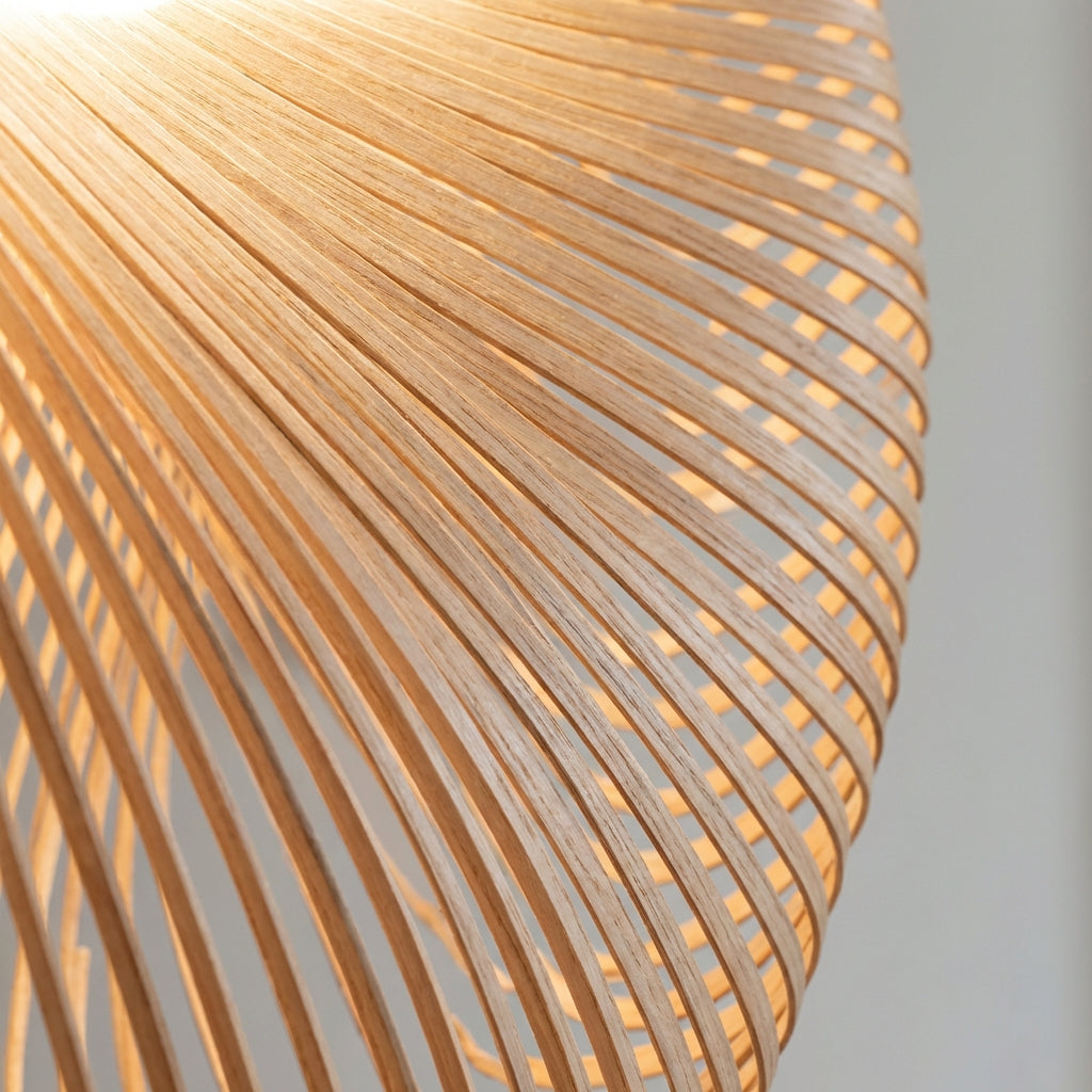 Hanglamp Hout Glas LED Scandinavisch 80 cm Woonkamer Eetkamer Sfeerverlichting Sculpturaal Naturel Pendellamp Plafondlamp Design | Sansoti