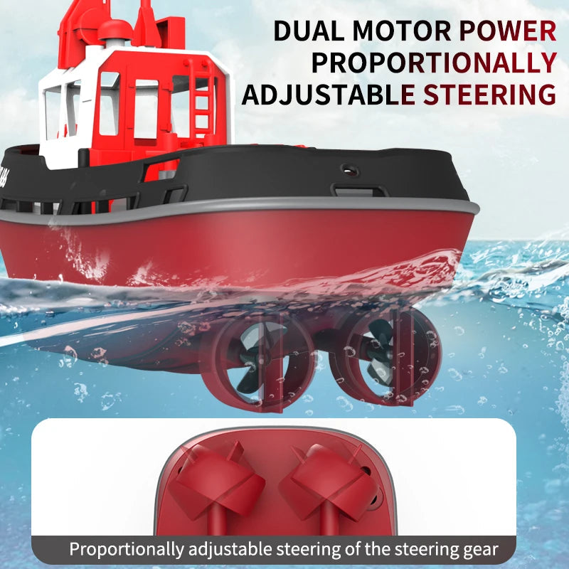 RC Sleepboot Watermodel met Dubbele Motoren Radiobesturing 50 Meter Bereik Waterspeelgoed voor Kinderen | Sansoti