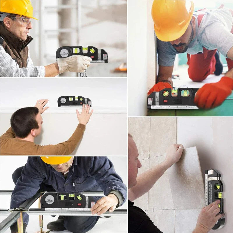 4-in-1 Multifunctioneel Lasermeetapparaat met Rolmaat en Waterpas – Precisie Meetgereedschap voor Doe-Het-Zelvers en Professionals | Sansoti