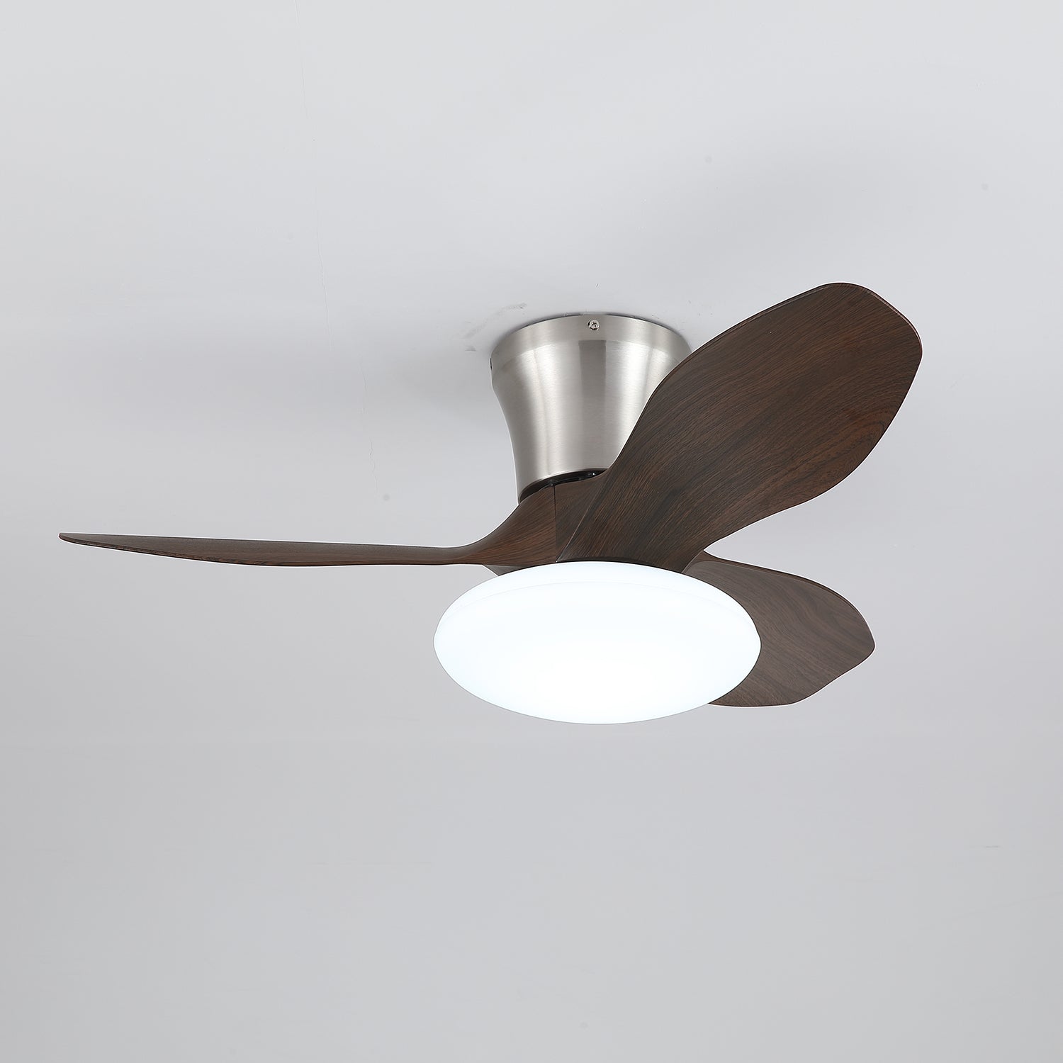 Ventilateur de plafond design moderne avec éclairage LED | Pales en bois | Sansoti