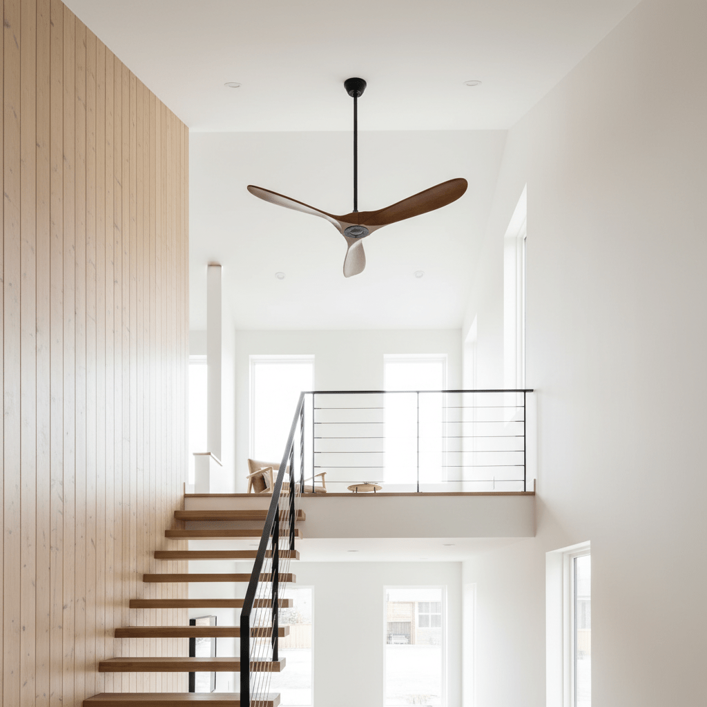 Plafondventilator met Houten Bladen en Stille DC Motor 106-132cm 6 Snelheden Afstandsbediening Klimaatbeheersing voor Woonkamer Slaapkamer Ventilatie | Sansoti