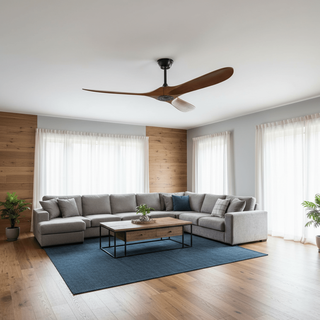Plafondventilator met Houten Bladen en Stille DC Motor 106-132cm 6 Snelheden Afstandsbediening Klimaatbeheersing voor Woonkamer Slaapkamer Ventilatie | Sansoti