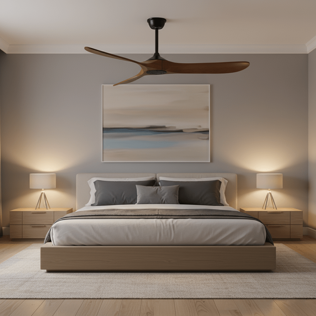Plafondventilator met Houten Bladen en Stille DC Motor 106-132cm 6 Snelheden Afstandsbediening Klimaatbeheersing voor Woonkamer Slaapkamer Ventilatie | Sansoti