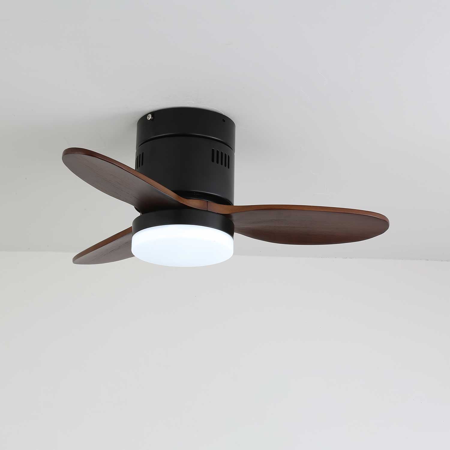 Plafondventilator met Verlichting Moderne Minimalistische Houtlook | Sansoti