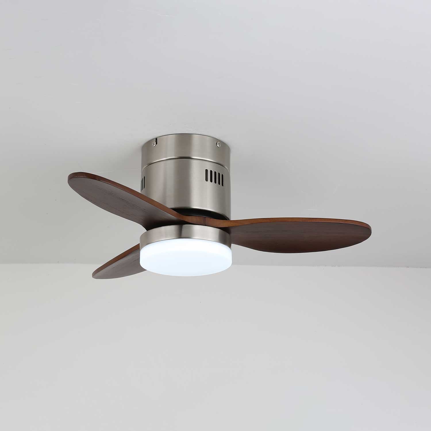 Plafondventilator met Verlichting Moderne Minimalistische Houtlook | Sansoti