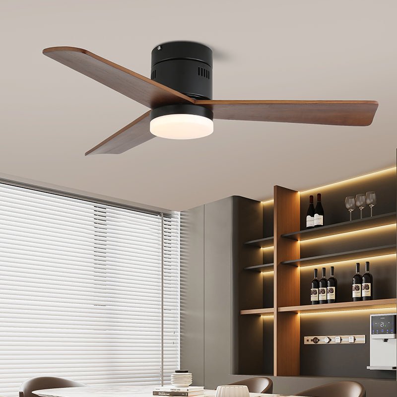 Plafondventilator met Verlichting Moderne Minimalistische Houtlook | Sansoti