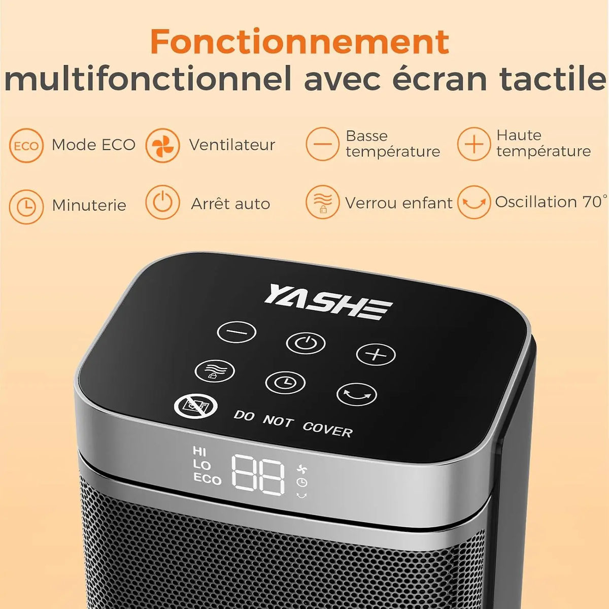 Ceramic Heater 1500W with Remote Control Timer Thermostat 70° Oscillation Energy-Efficient Space Heater | Sansoti