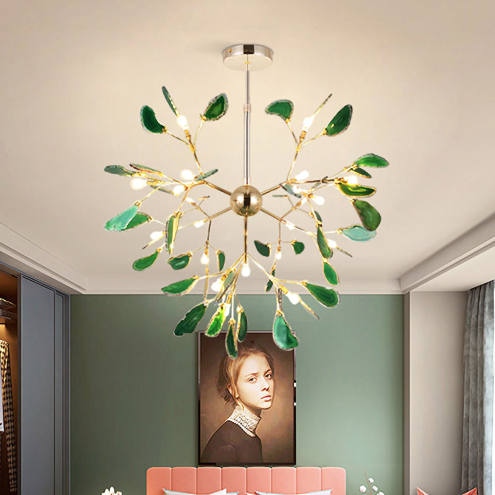 Agaat Kristal Kroonluchter met Natuursteen – Exclusieve Hanglamp voor Eetkamer, Woonkamer en Kantoor | Sansoti