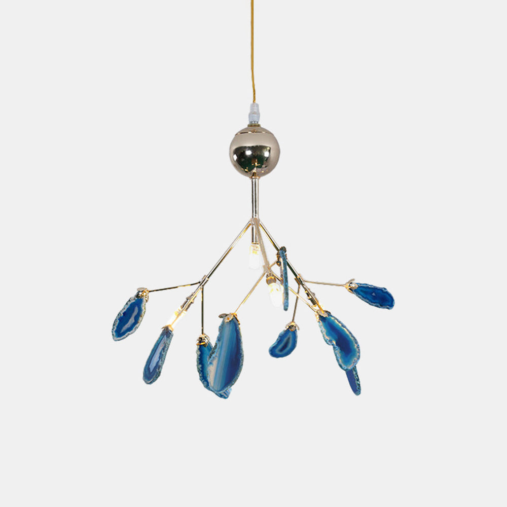 Agaat Kristal Kroonluchter met Natuursteen – Exclusieve Hanglamp voor Eetkamer, Woonkamer en Kantoor | Sansoti