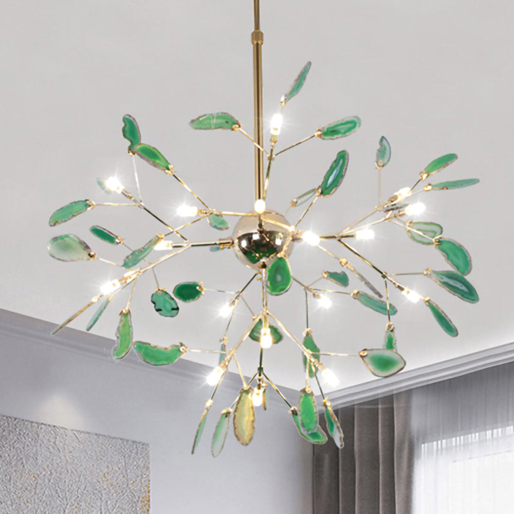 Agaat Kristal Kroonluchter met Natuursteen – Exclusieve Hanglamp voor Eetkamer, Woonkamer en Kantoor | Sansoti