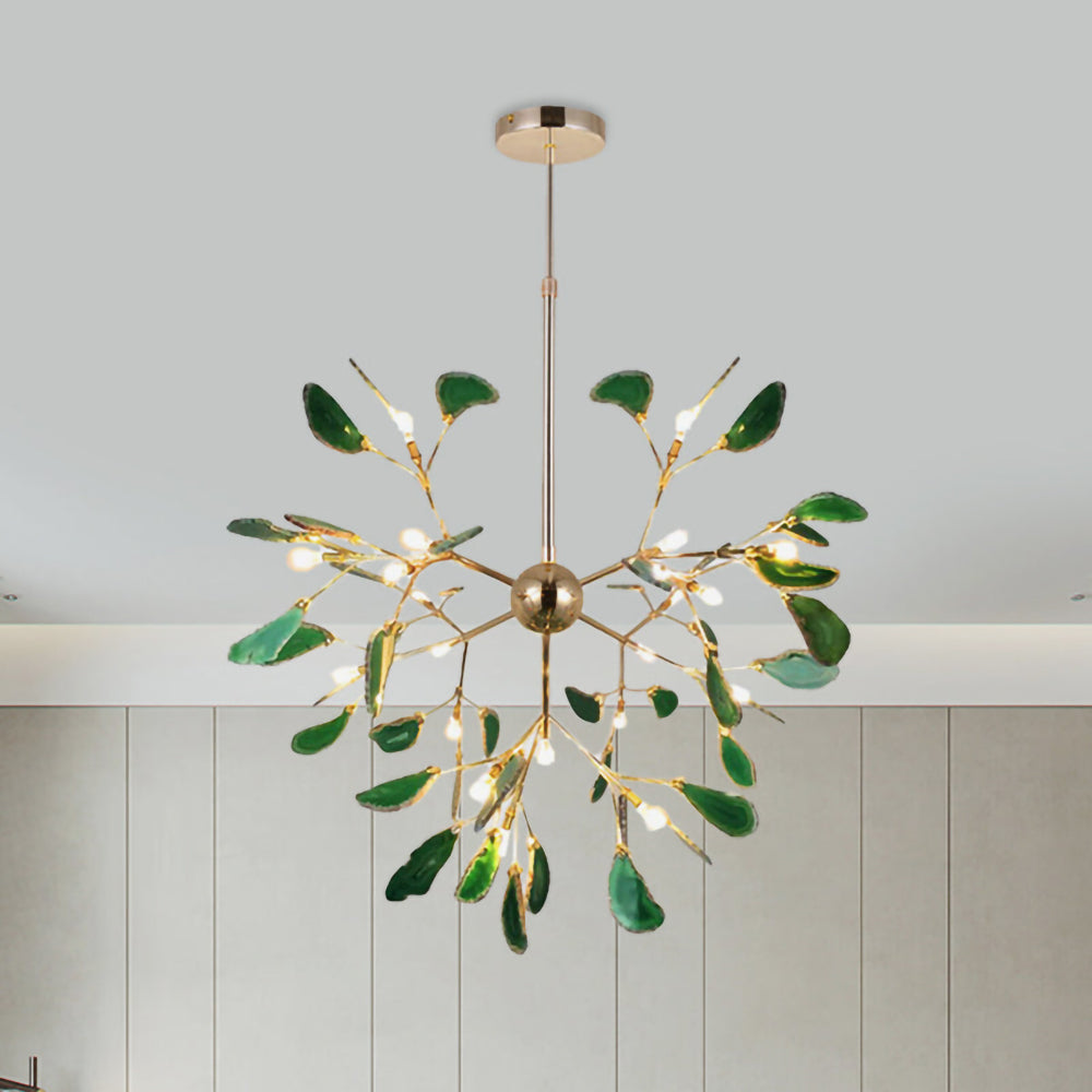 Agaat Kristal Kroonluchter met Natuursteen – Exclusieve Hanglamp voor Eetkamer, Woonkamer en Kantoor | Sansoti