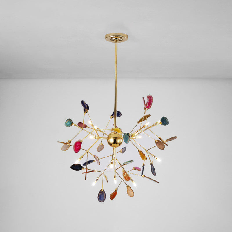 Agaat Kristal Kroonluchter met Natuursteen – Exclusieve Hanglamp voor Eetkamer, Woonkamer en Kantoor | Sansoti