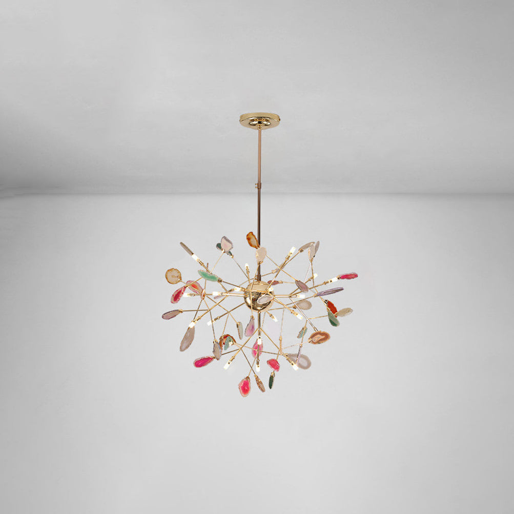 Agaat Kristal Kroonluchter met Natuursteen – Exclusieve Hanglamp voor Eetkamer, Woonkamer en Kantoor | Sansoti