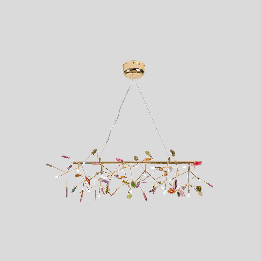 Agaat Kristal Kroonluchter met Natuursteen – Exclusieve Hanglamp voor Eetkamer, Woonkamer en Kantoor | Sansoti