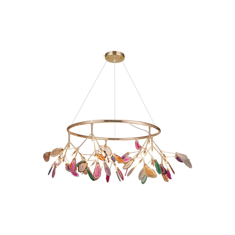 Agaat Kristal Kroonluchter met Natuursteen – Exclusieve Hanglamp voor Eetkamer, Woonkamer en Kantoor | Sansoti