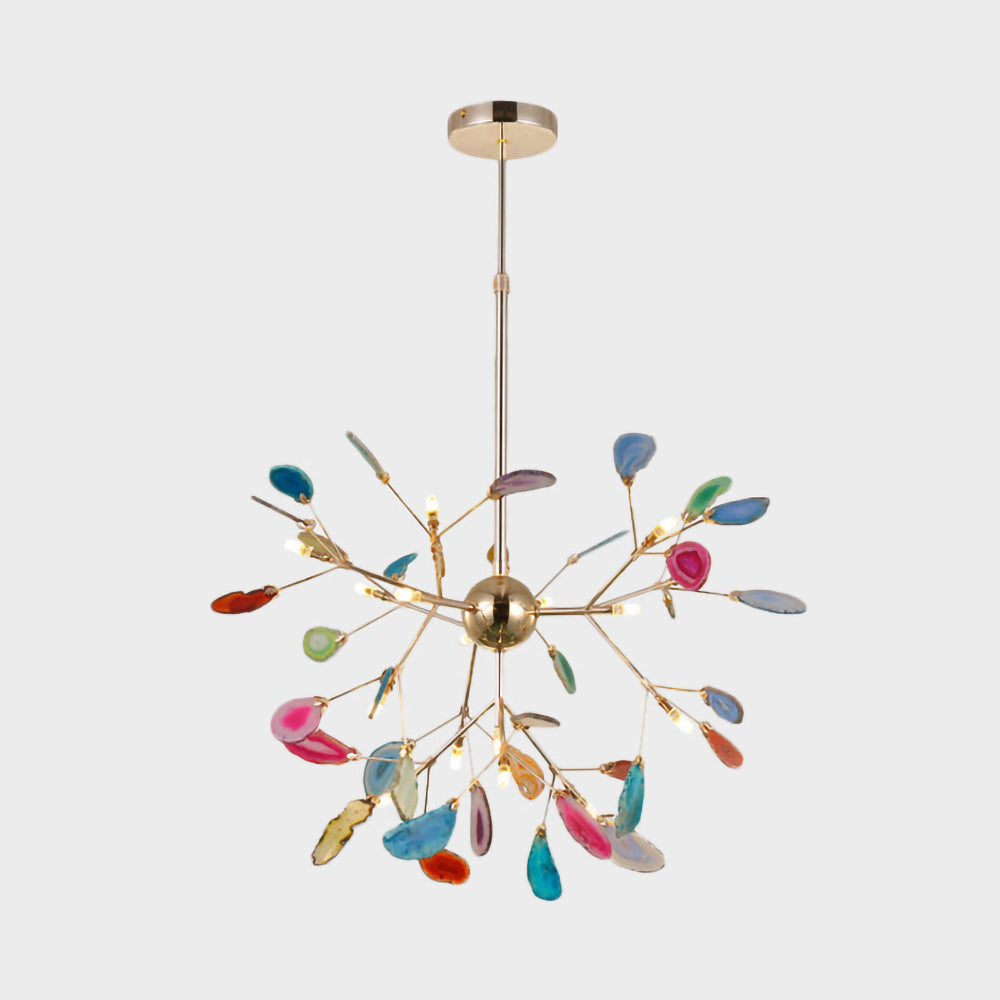 Agaat Kristal Kroonluchter met Natuursteen – Exclusieve Hanglamp voor Eetkamer, Woonkamer en Kantoor | Sansoti