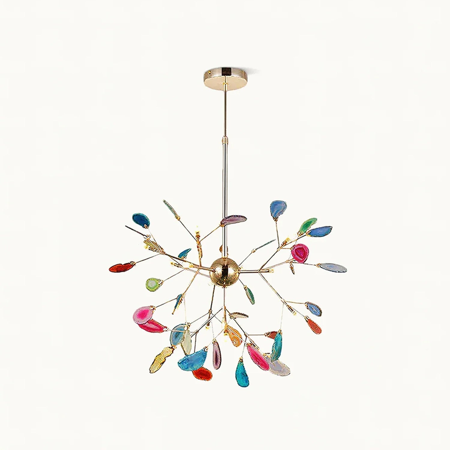 Agaat Kristal Kroonluchter met Natuursteen – Exclusieve Hanglamp voor Eetkamer, Woonkamer en Kantoor | Sansoti