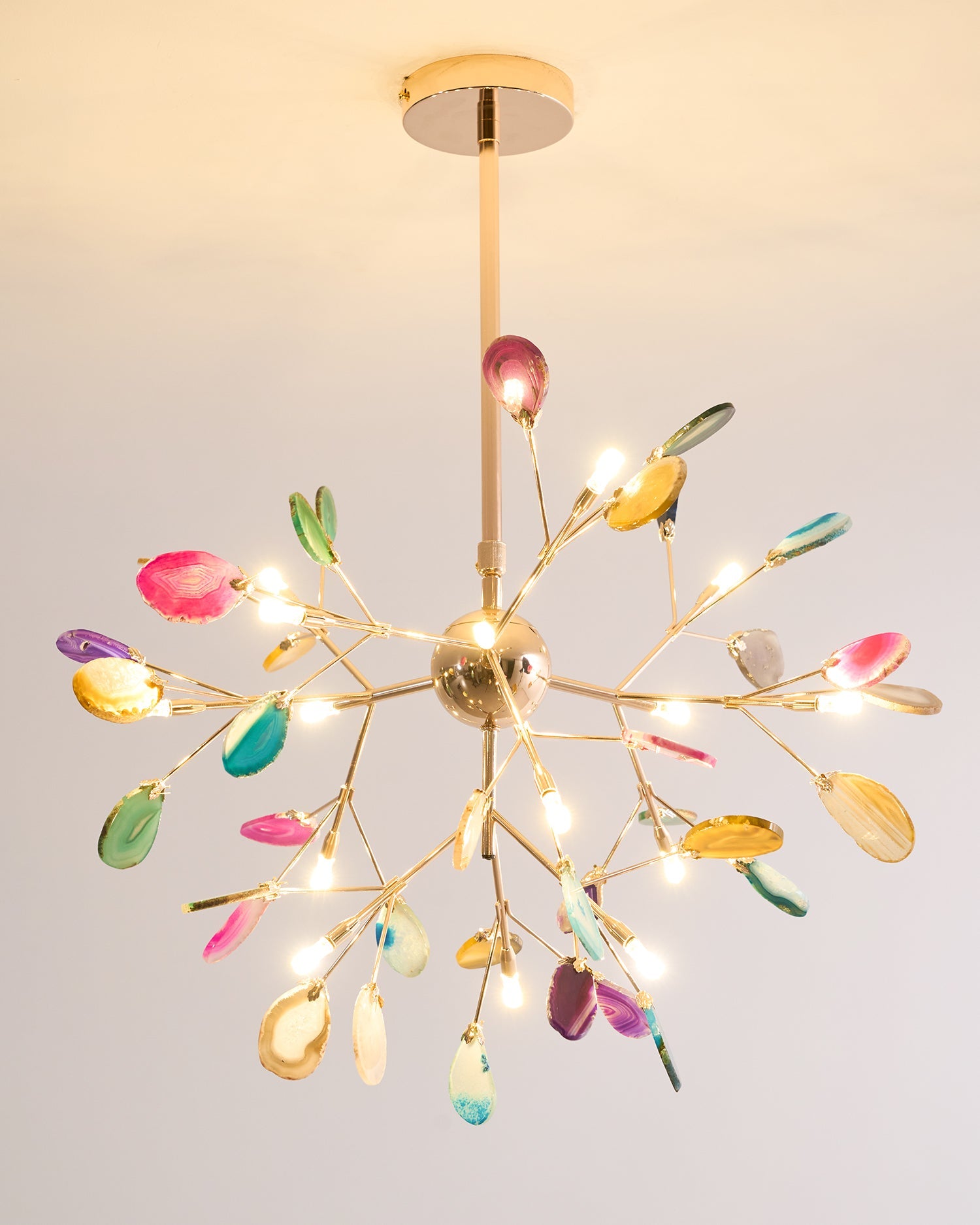 Agaat Kristal Kroonluchter met Natuursteen – Exclusieve Hanglamp voor Eetkamer, Woonkamer en Kantoor | Sansoti