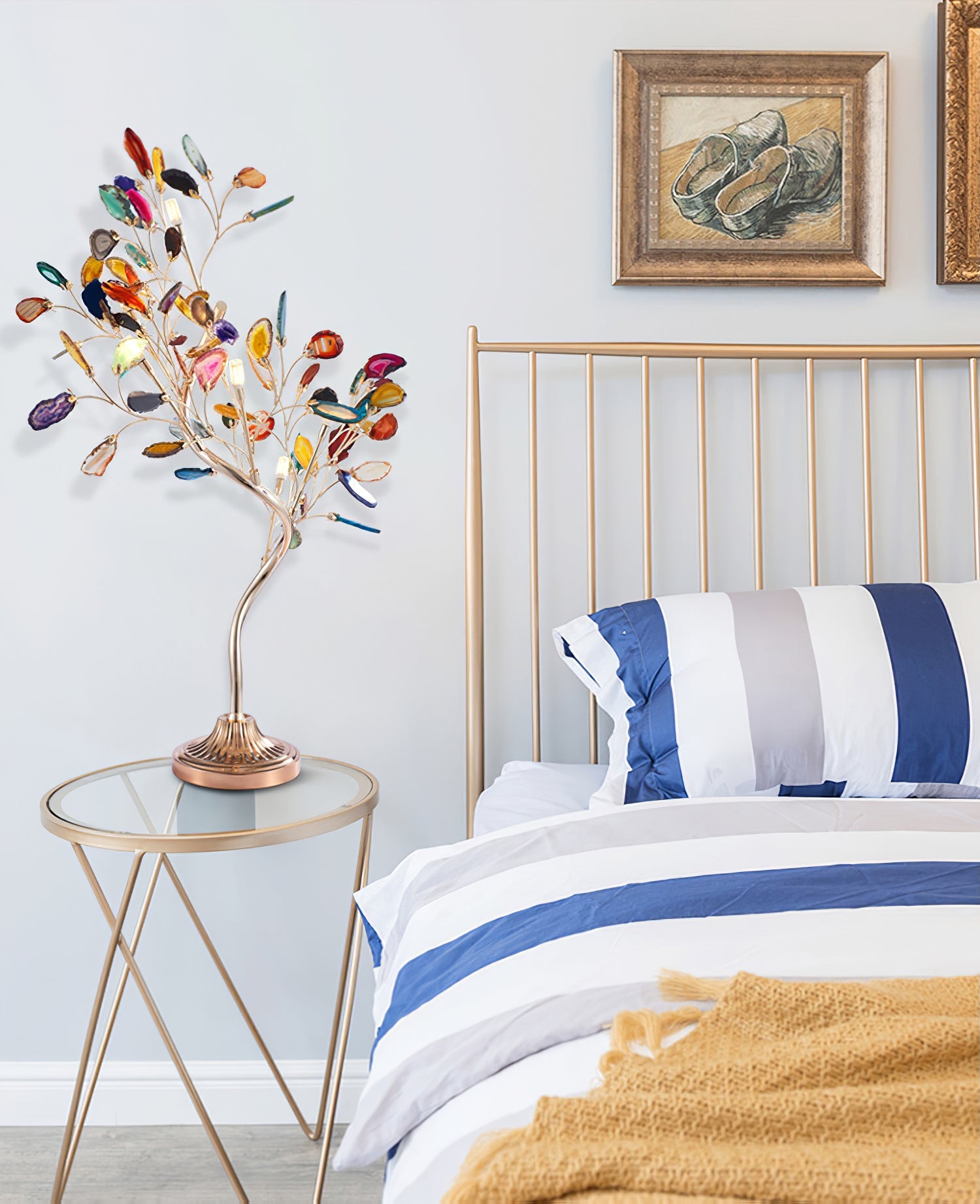 Agaat Kroonluchter – Natuursteen Hanglamp met Rozégouden Frame voor Hoge Ruimtes – Ø 65 cm & Ø 85 cm | Sansoti