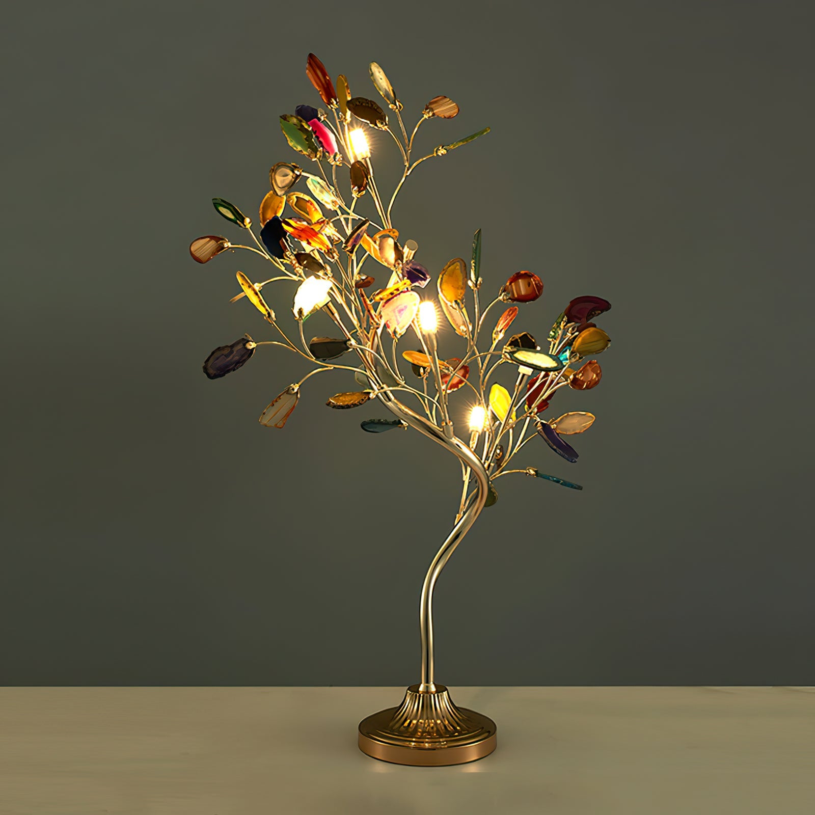 Agaat Kroonluchter – Natuursteen Hanglamp met Rozégouden Frame voor Hoge Ruimtes – Ø 65 cm & Ø 85 cm | Sansoti