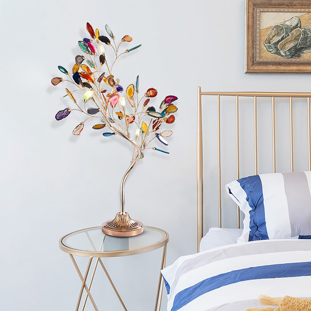 Agaat Kroonluchter – Natuursteen Hanglamp met Rozégouden Frame voor Hoge Ruimtes – Ø 65 cm & Ø 85 cm | Sansoti