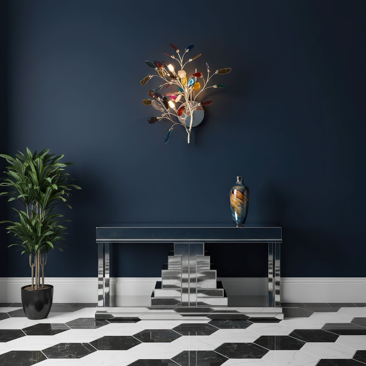 Agaat Wandlamp Natuursteen Goud Messing Wandverlichting Modern Design voor Woonkamer Slaapkamer | Sansoti