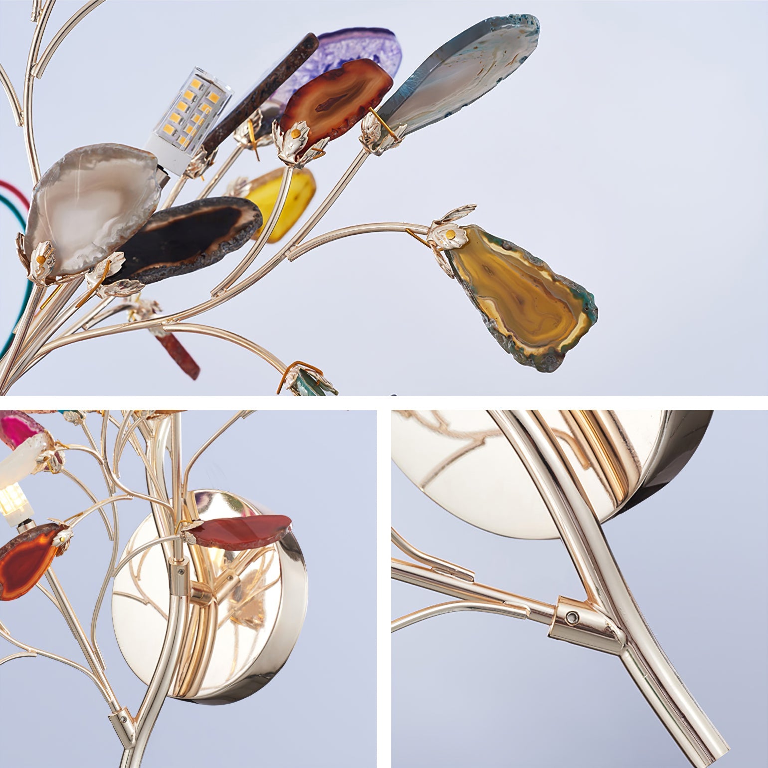 Agaat Wandlamp Natuursteen Goud Messing Wandverlichting Modern Design voor Woonkamer Slaapkamer | Sansoti