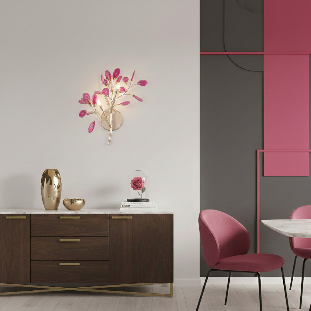 Agaat Wandlamp Natuursteen Goud Messing Wandverlichting Modern Design voor Woonkamer Slaapkamer | Sansoti