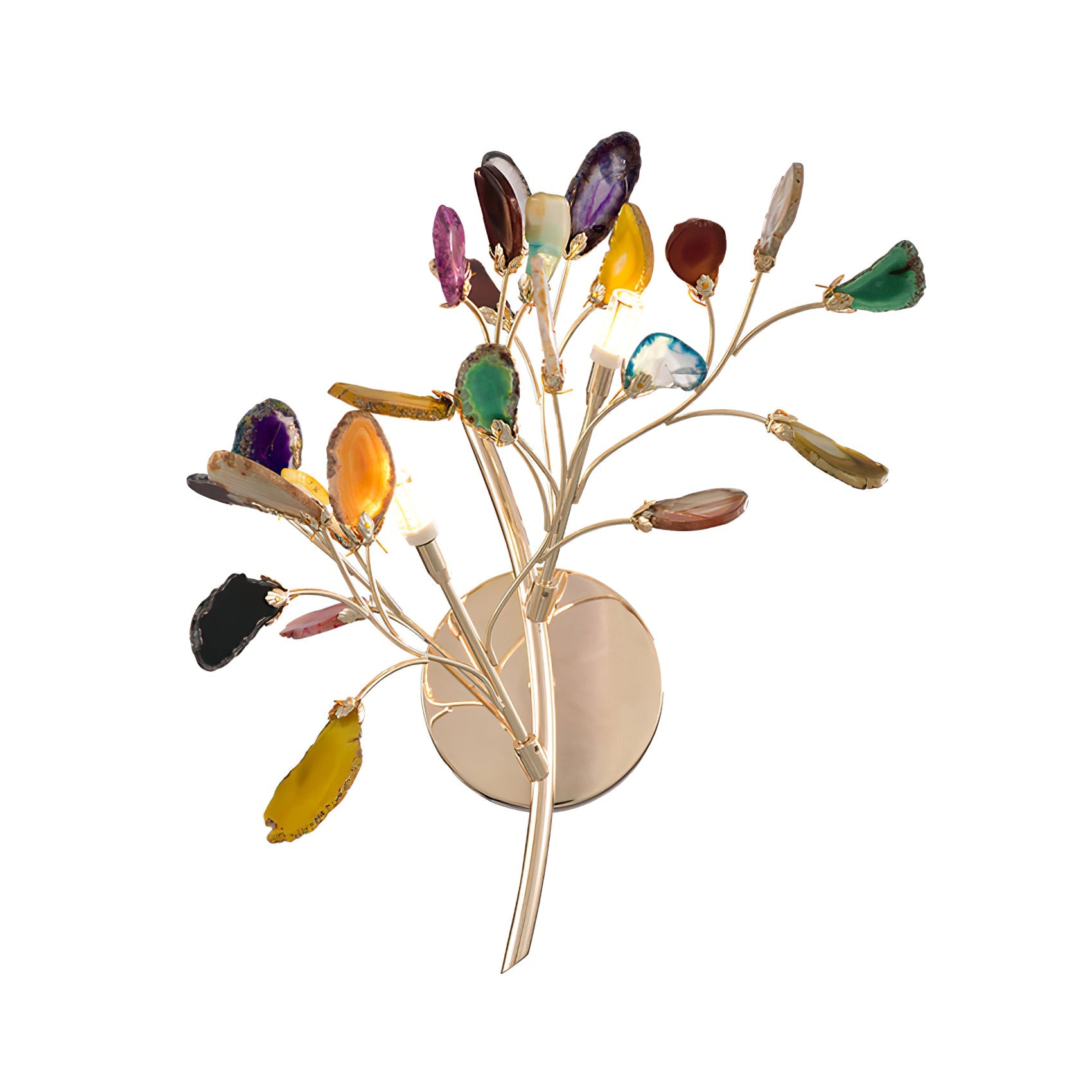 Agaat Wandlamp Natuursteen Goud Messing Wandverlichting Modern Design voor Woonkamer Slaapkamer | Sansoti