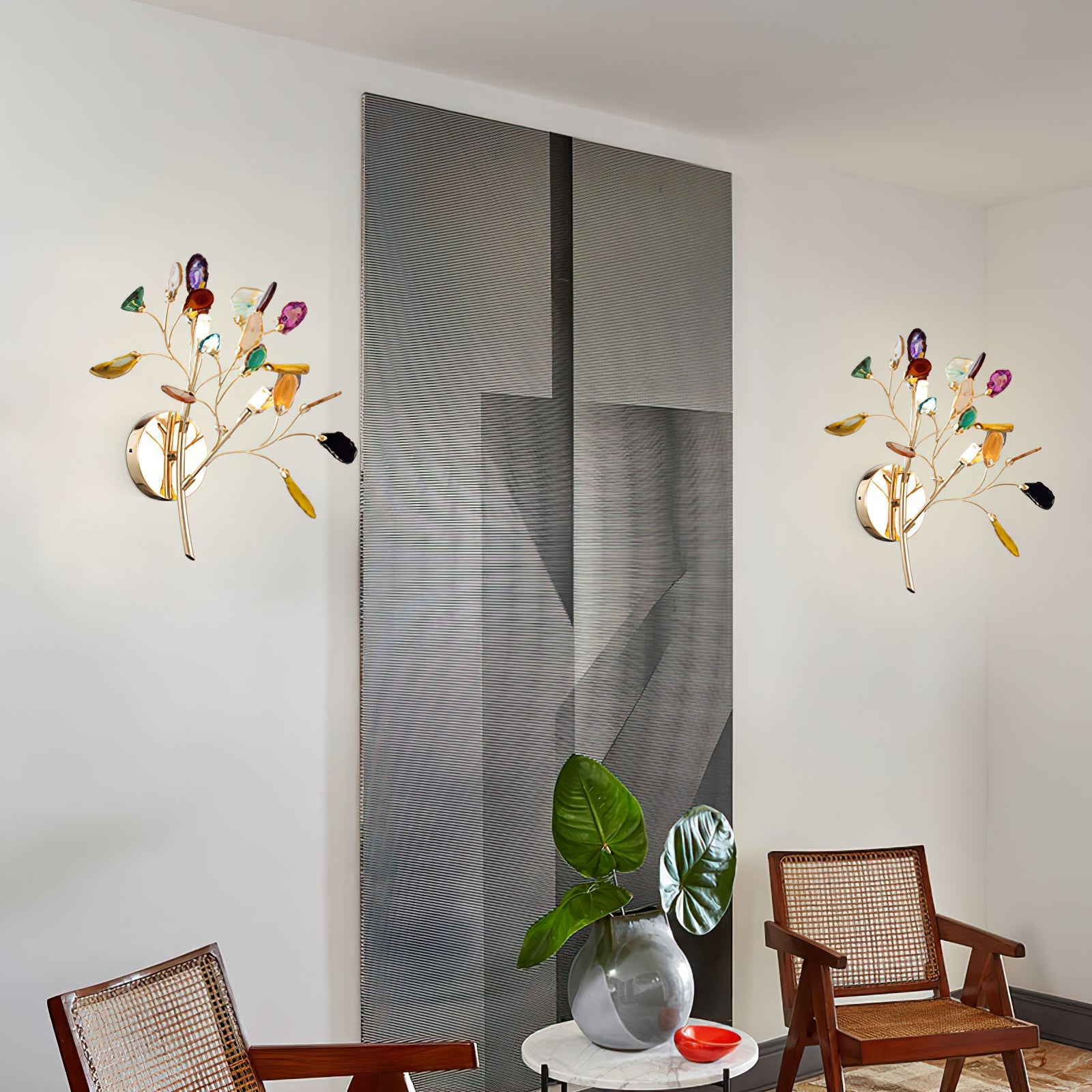 Agaat Wandlamp Natuursteen Goud Messing Wandverlichting Modern Design voor Woonkamer Slaapkamer | Sansoti
