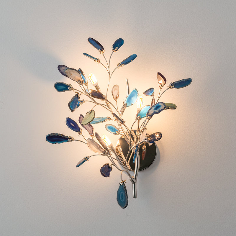Agaat Wandlamp Natuursteen Goud Messing Wandverlichting Modern Design voor Woonkamer Slaapkamer | Sansoti
