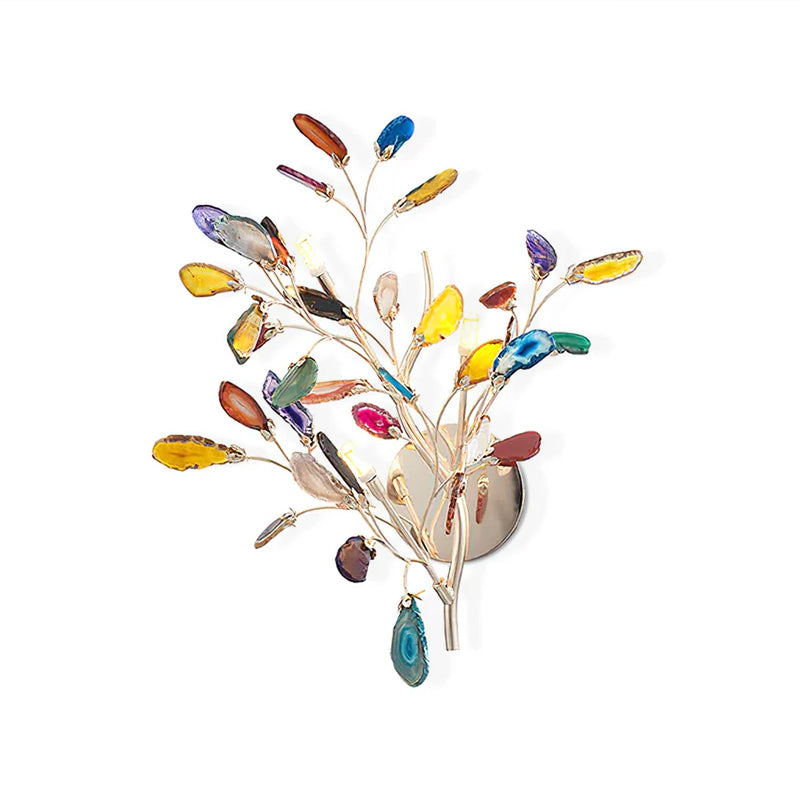 Agaat Wandlamp Natuursteen Goud Messing Wandverlichting Modern Design voor Woonkamer Slaapkamer | Sansoti