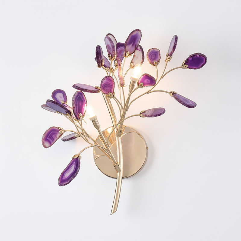 Agaat Wandlamp Natuursteen Goud Messing Wandverlichting Modern Design voor Woonkamer Slaapkamer | Sansoti