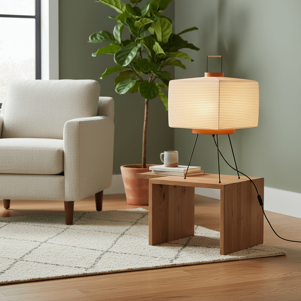 Japanse Lantaarn Tafellamp met Handgemaakt Moerbeipapier Scherm – 8 Maten – E26 Fitting – Plug & Play met 150 cm Snoer – Inspiratie 1951 Akari Lantaarns | Sansoti