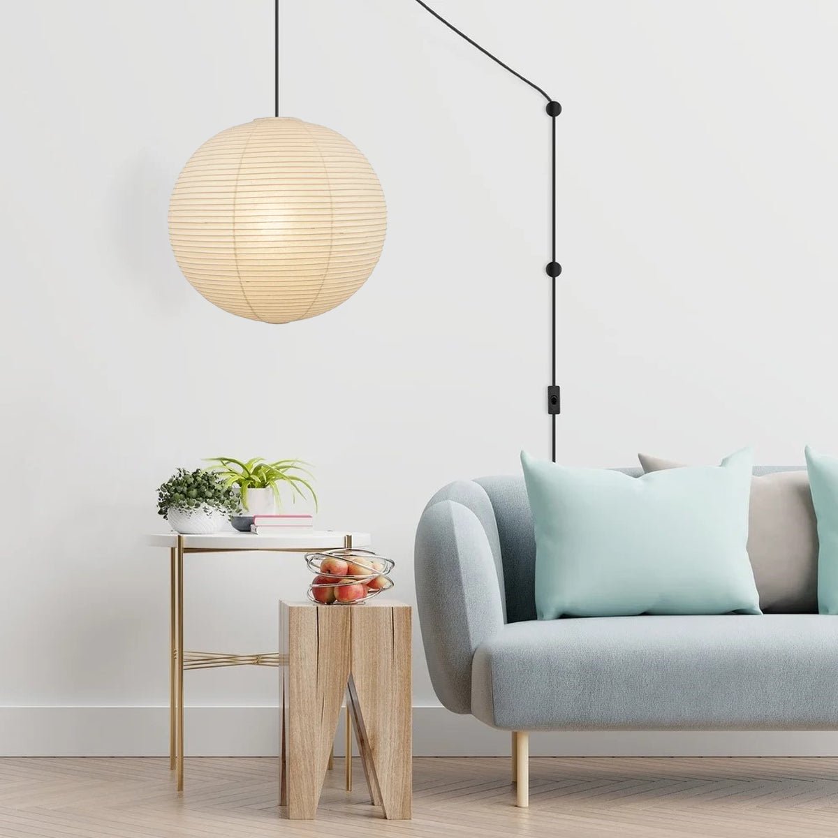 Japans Papieren Bolhanglamp – Handgemaakt Kozo Papier Hanglamp met Stekker – Zwevende Sfeerverlichting voor Woonkamer, Slaapkamer en Eetkamer – 10 Maten Verkrijgbaar | Sansoti