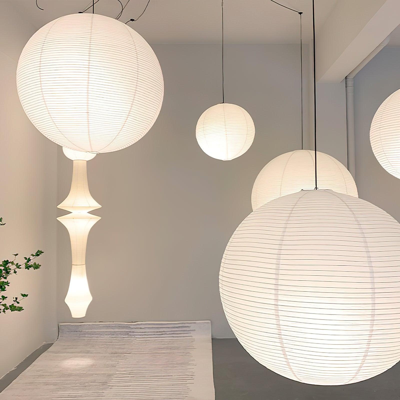Japans Papieren Bolhanglamp – Handgemaakt Kozo Papier Hanglamp met Stekker – Zwevende Sfeerverlichting voor Woonkamer, Slaapkamer en Eetkamer – 10 Maten Verkrijgbaar | Sansoti