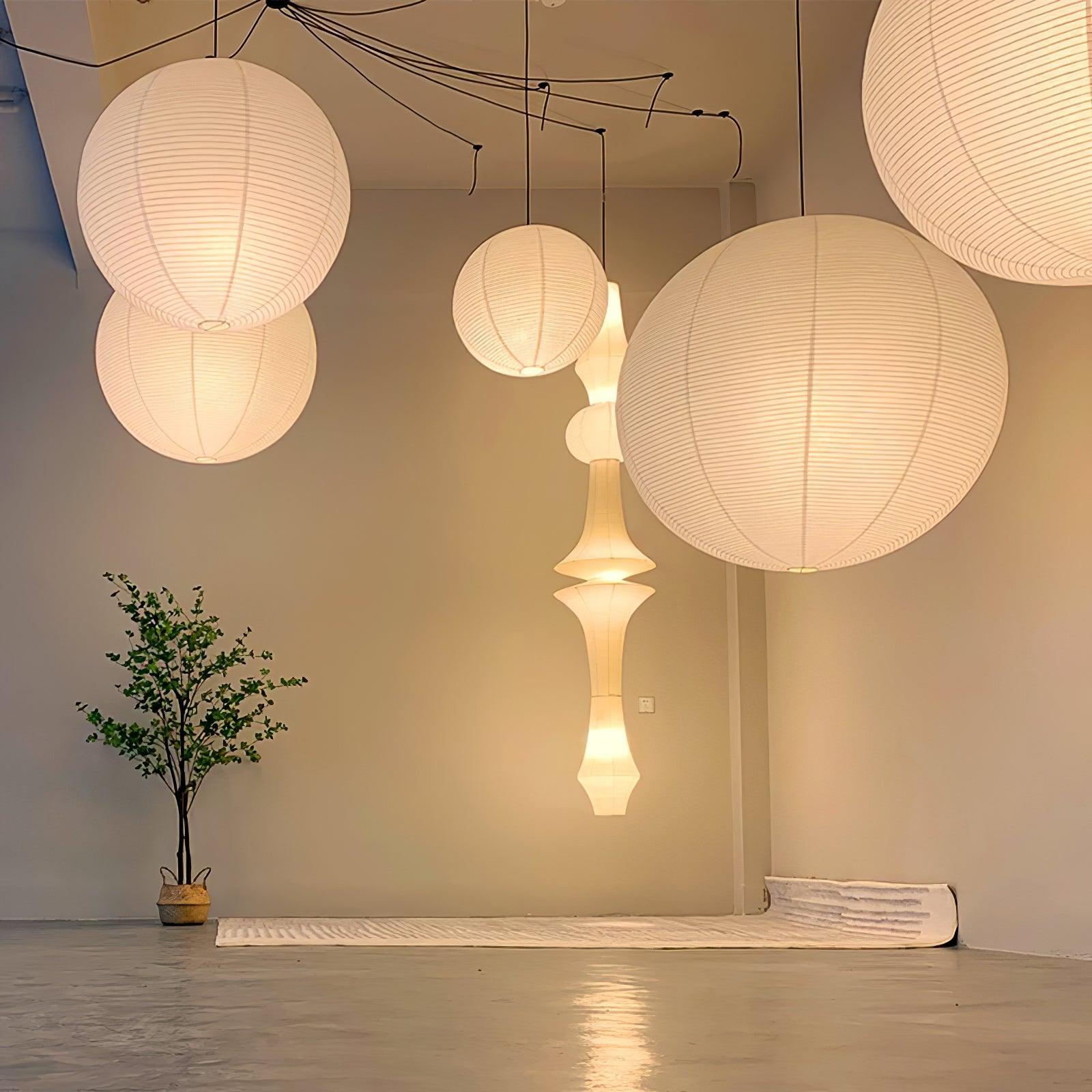 Japans Papieren Bolhanglamp – Handgemaakt Kozo Papier Hanglamp met Stekker – Zwevende Sfeerverlichting voor Woonkamer, Slaapkamer en Eetkamer – 10 Maten Verkrijgbaar | Sansoti