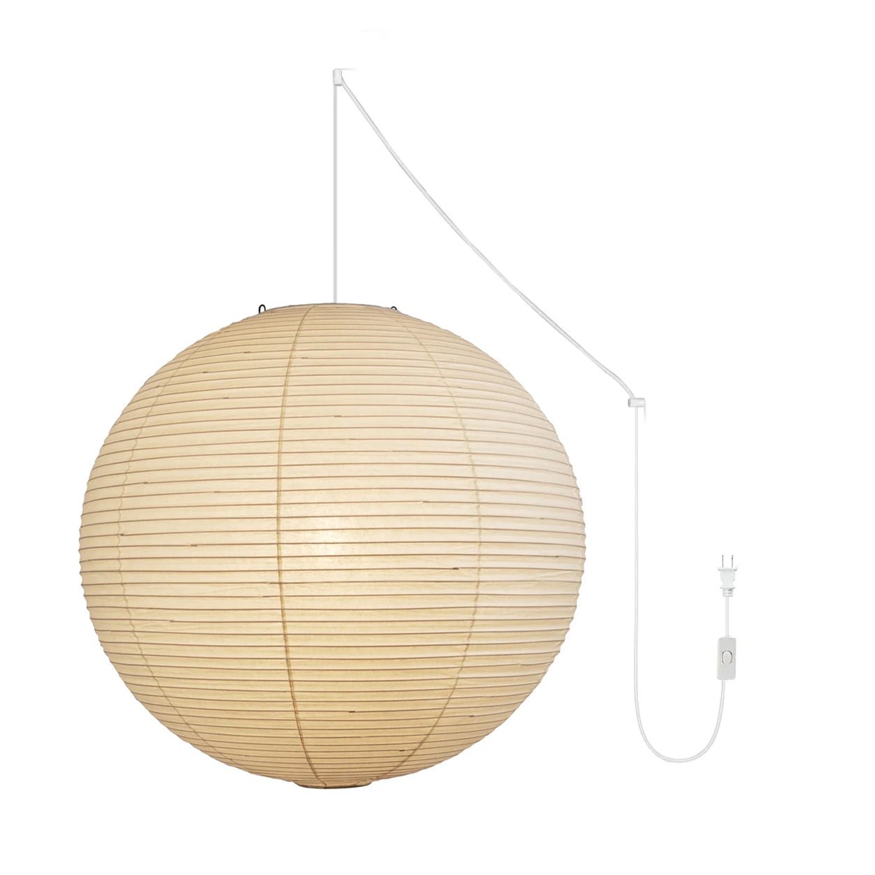 Japans Papieren Bolhanglamp – Handgemaakt Kozo Papier Hanglamp met Stekker – Zwevende Sfeerverlichting voor Woonkamer, Slaapkamer en Eetkamer – 10 Maten Verkrijgbaar | Sansoti