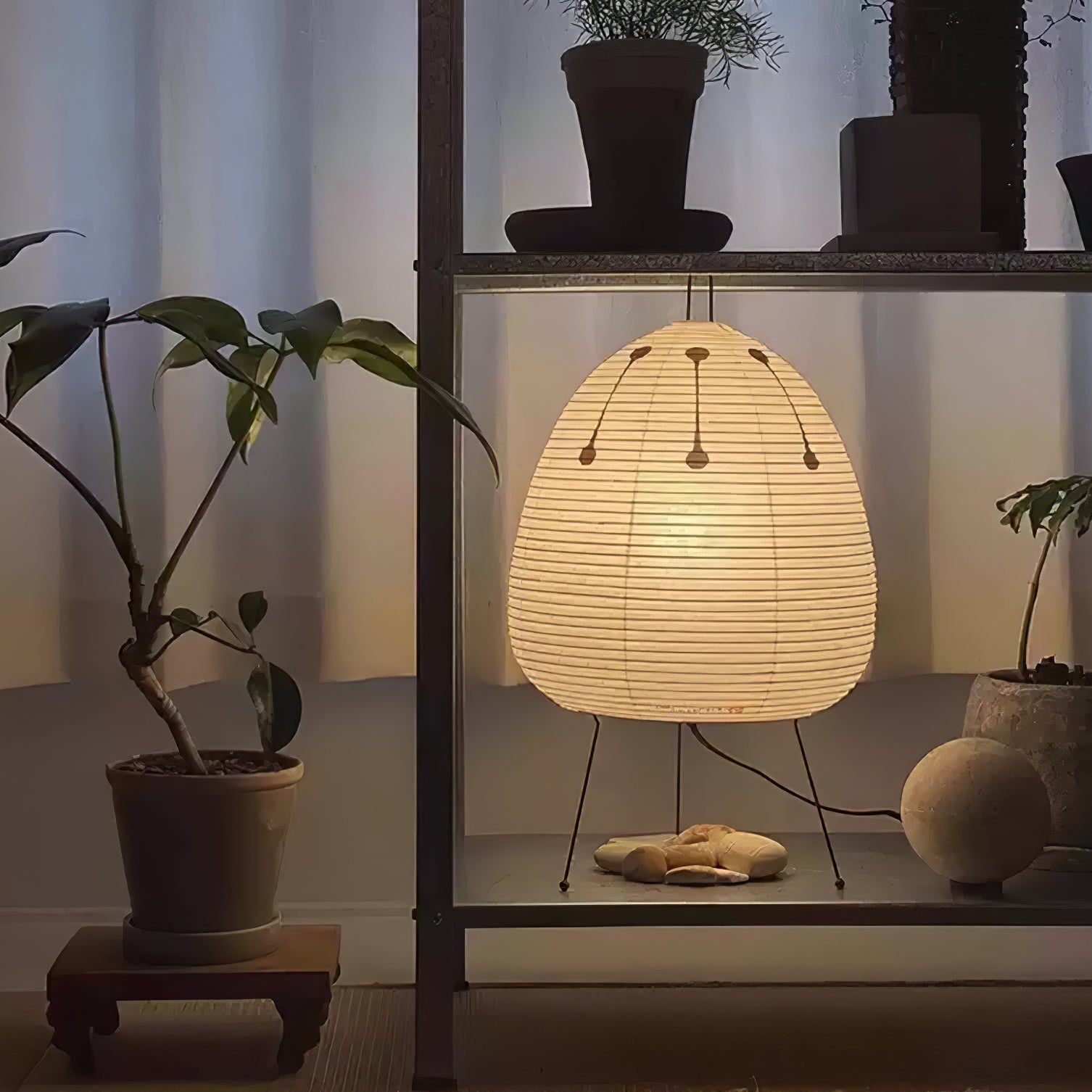 Japanse Lantaarn Tafellamp met Handgemaakt Moerbeipapier Scherm – 8 Maten – E26 Fitting – Plug & Play met 150 cm Snoer – Inspiratie 1951 Akari Lantaarns | Sansoti