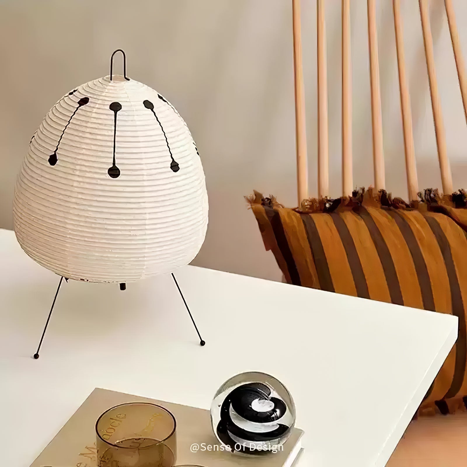 Japanse Lantaarn Tafellamp met Handgemaakt Moerbeipapier Scherm – 8 Maten – E26 Fitting – Plug & Play met 150 cm Snoer – Inspiratie 1951 Akari Lantaarns | Sansoti