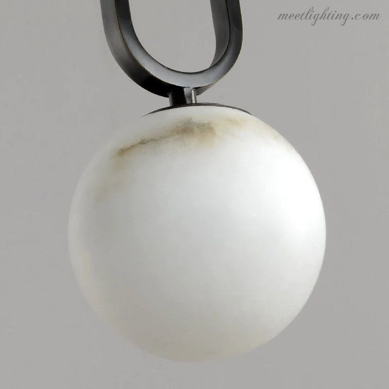Suspension ovale en pierre naturelle blanc laiteux, lumière chaleureuse, salle à manger, salon, chambre, éclairage scandinave minimaliste | Sansoti