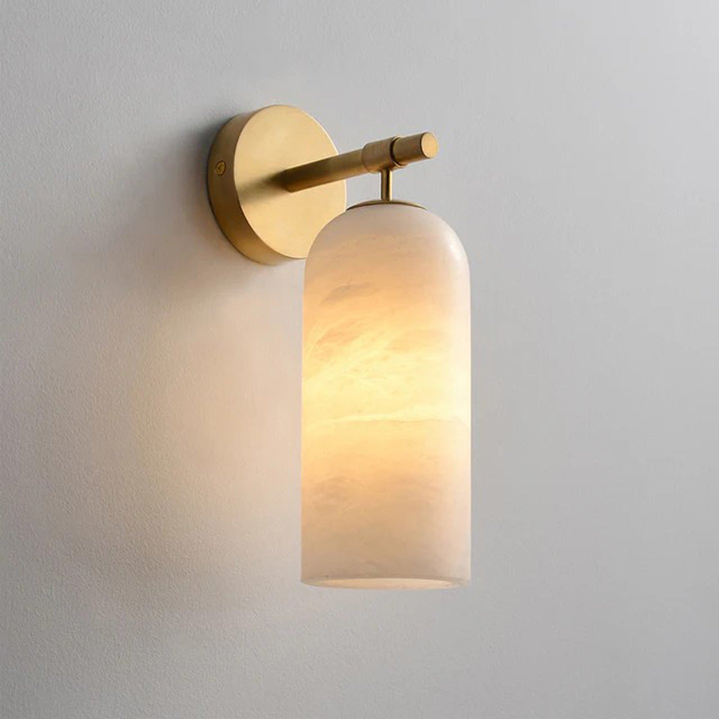 Albast Wandlamp Cilindervorm Minimalistisch Gouden Armatuur Warme Gloed Verlichting | Sansoti