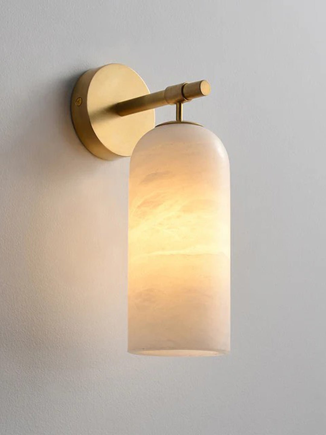 Albast Wandlamp Cilindervorm Minimalistisch Gouden Armatuur Warme Gloed Verlichting | Sansoti