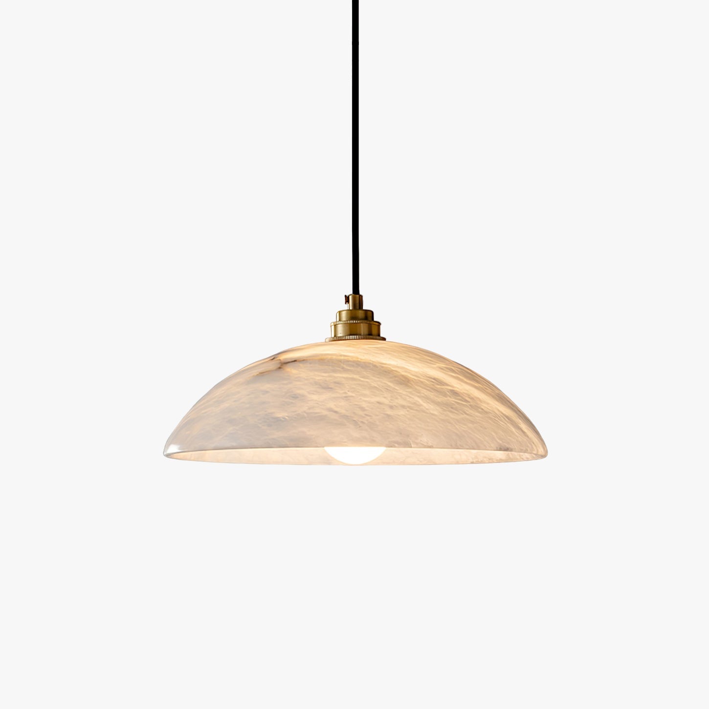 Koepelvormige Hanglamp Albast met Koperen Fitting – Ø30cm & Ø40cm – Natuursteen – Warme Uitstraling Eetkamer Keuken Woonkamer | Sansoti