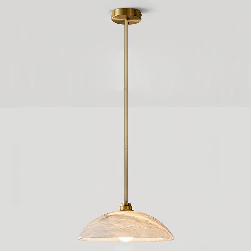 Koepelvormige Hanglamp Albast met Koperen Fitting – Ø30cm & Ø40cm – Natuursteen – Warme Uitstraling Eetkamer Keuken Woonkamer | Sansoti