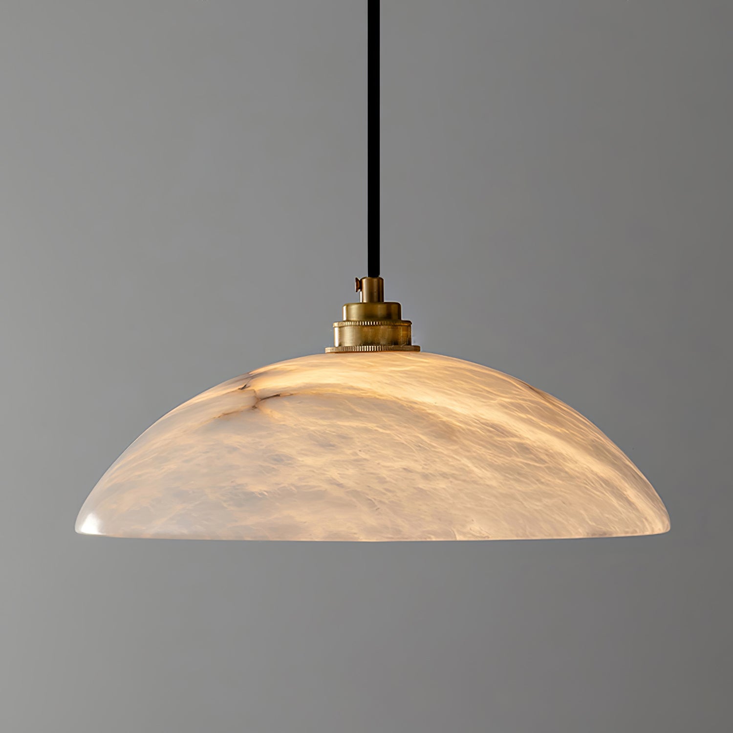 Koepelvormige Hanglamp Albast met Koperen Fitting – Ø30cm & Ø40cm – Natuursteen – Warme Uitstraling Eetkamer Keuken Woonkamer | Sansoti